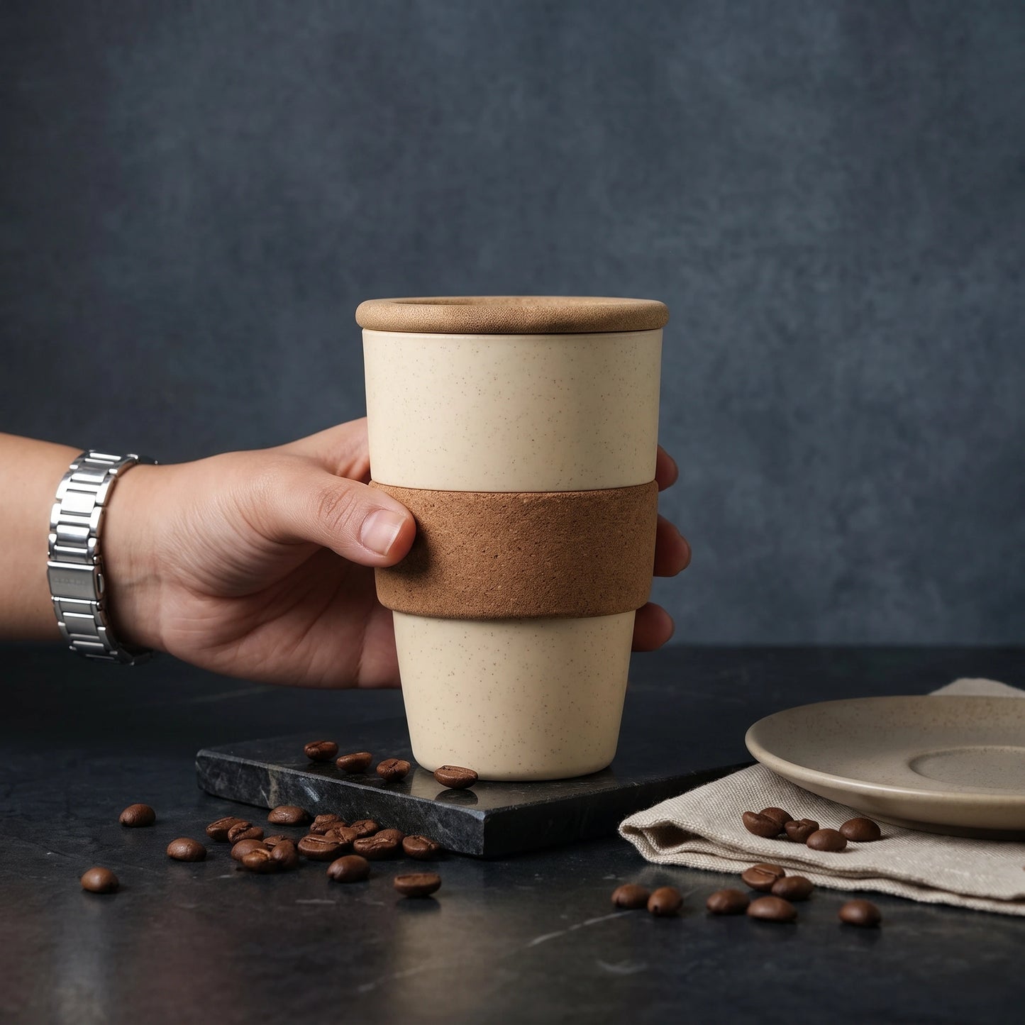 Bamboo Coffee Sipper with Cork Sleeve - Loopify