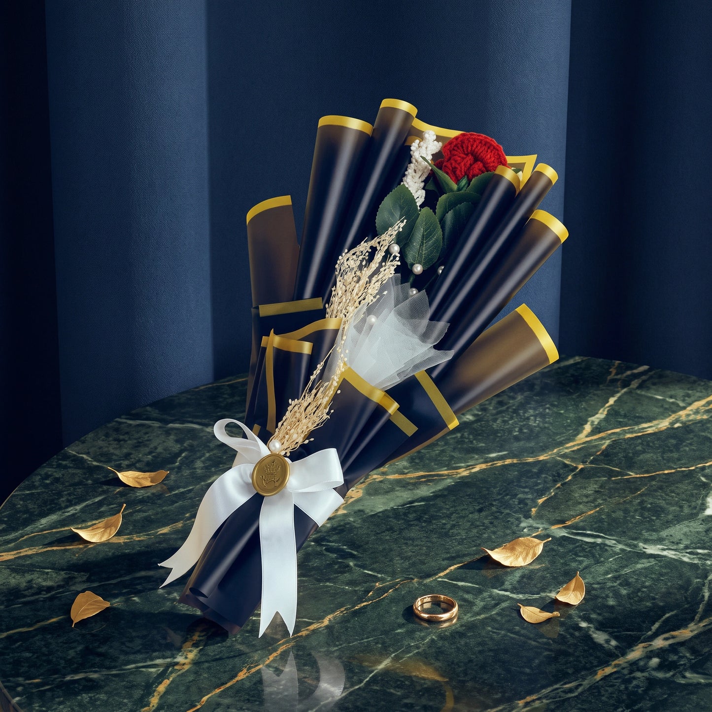Noir-Wrapped Crochet Rose - Loopify