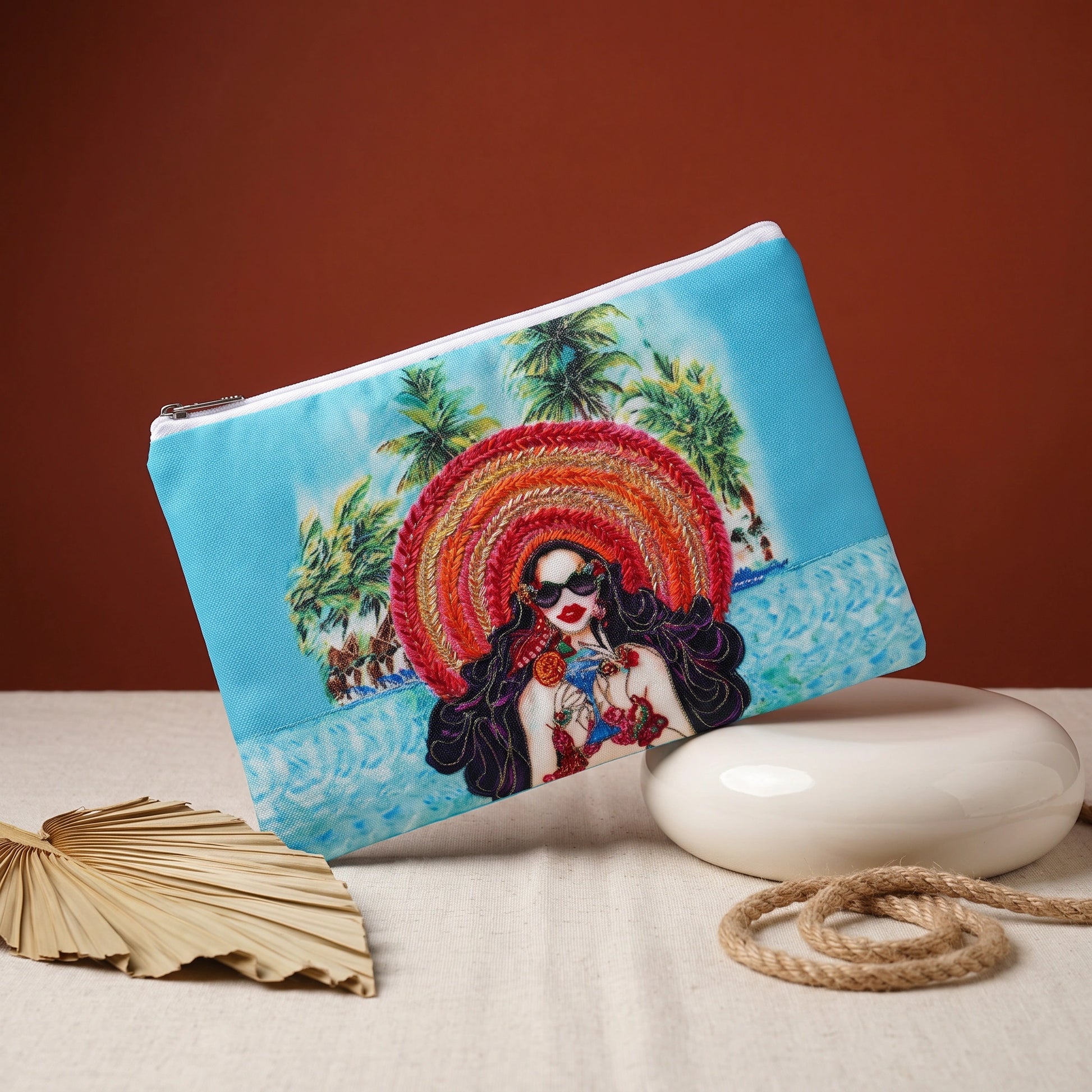 Blue Printed Fabric Pouch - Loopify