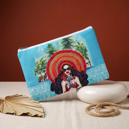 Blue Printed Fabric Pouch - Loopify