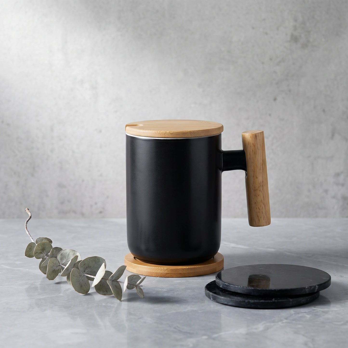 Brew Ceramic Mug with Bamboo Handle - Loopify