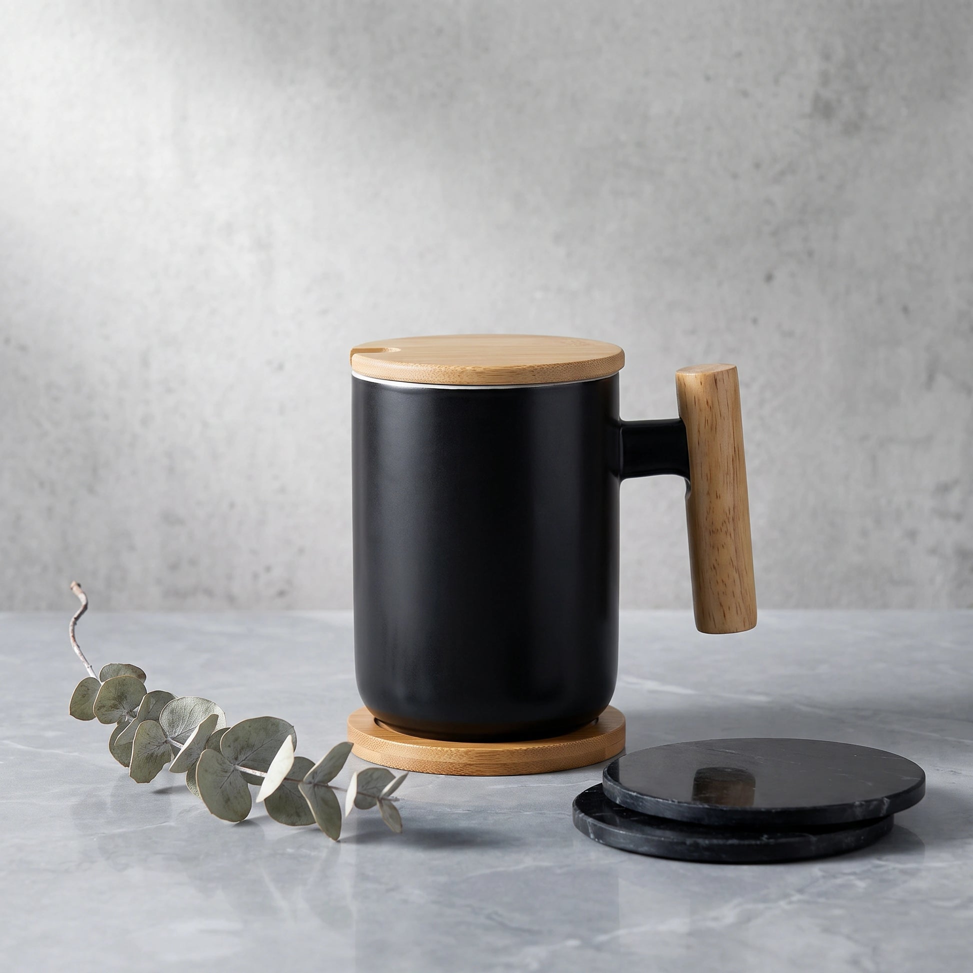 Brew Ceramic Mug with Bamboo Handle - Loopify