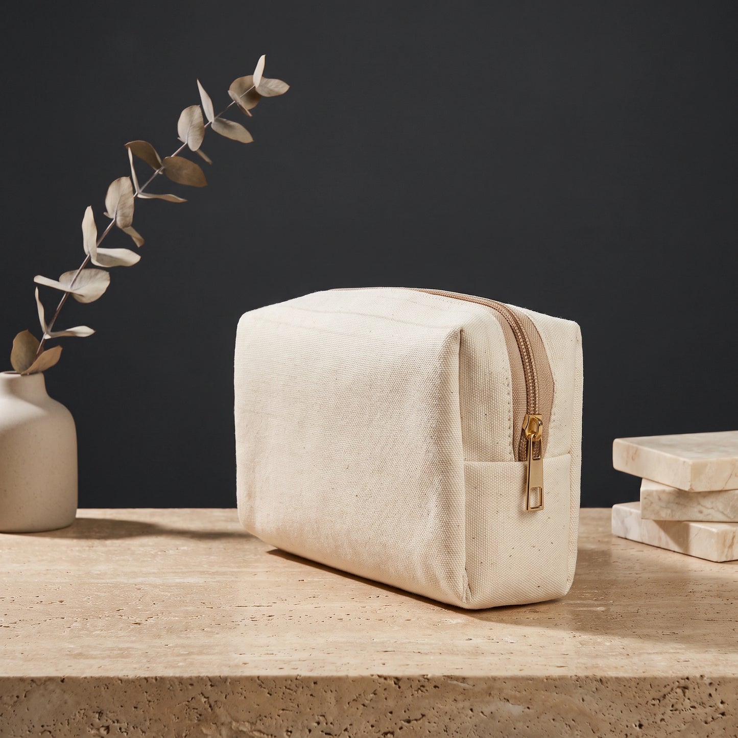 Canvas White Zip Pouch - Loopify