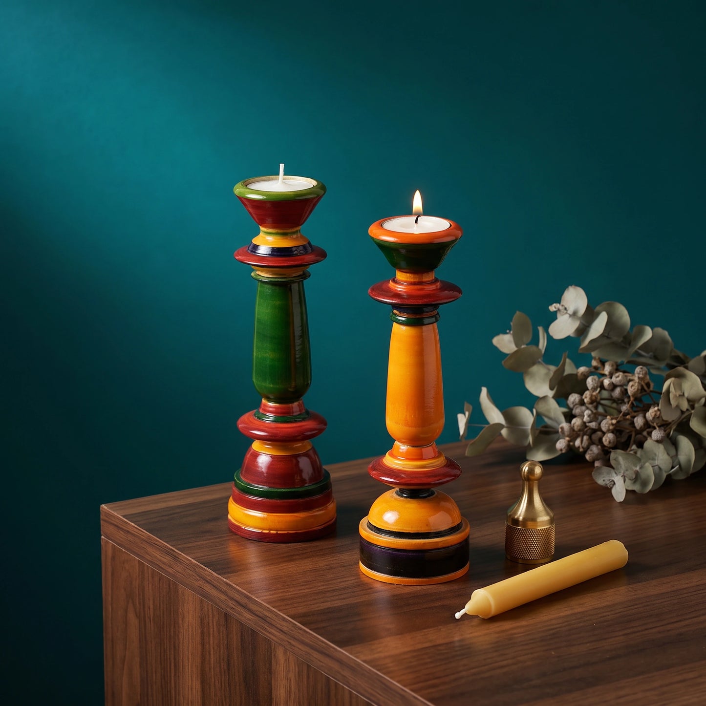 Channapatna Lacquered Candle Holders - Loopify