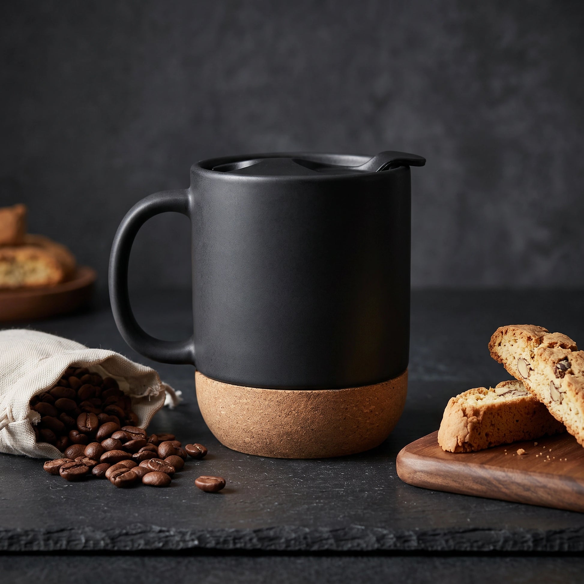 Ceramic Mug with Cork Base & Lid - Loopify