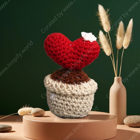 Crochet Heart in a Planter - Loopify