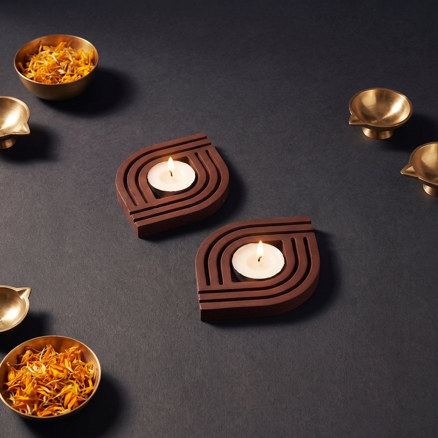 Amya Modern Diyas – Set of 4 - Loopify