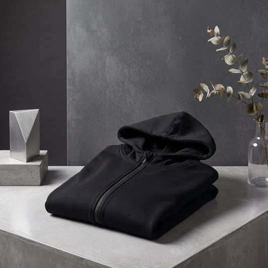 Eclipse Black Zip Hoodie - Loopify