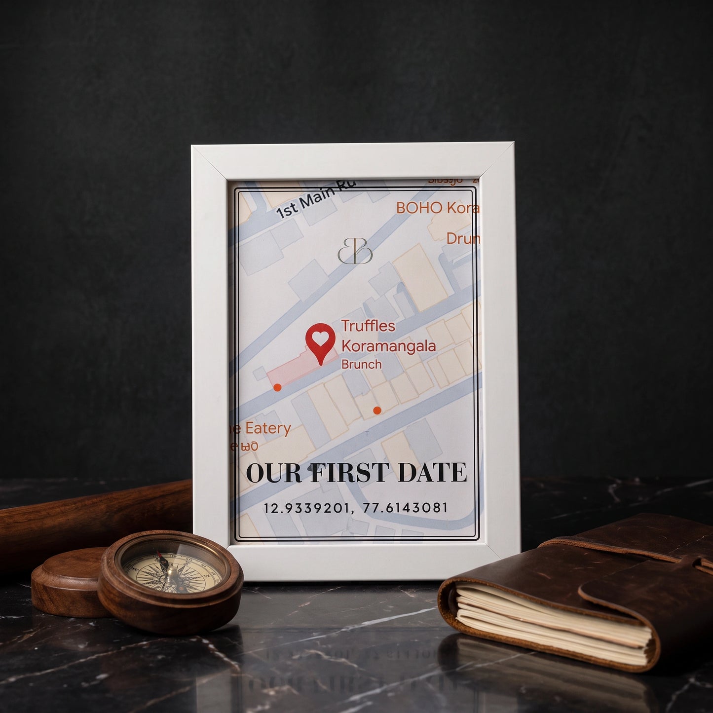 First Date Map Frame – Personalised - Loopify