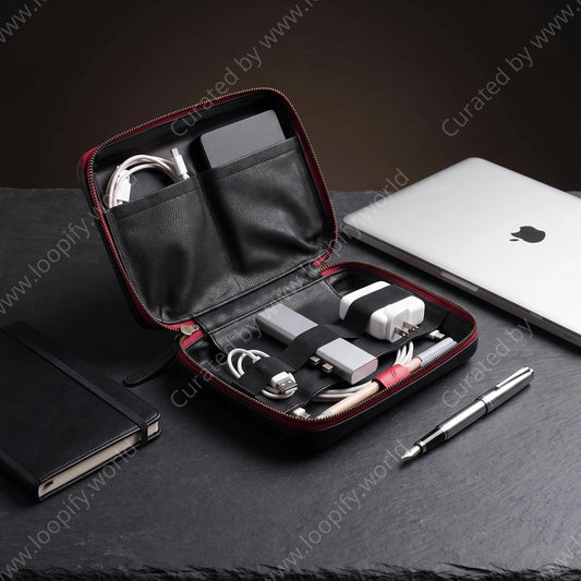 Apollo Faux Leather Tech Organizer - Loopify