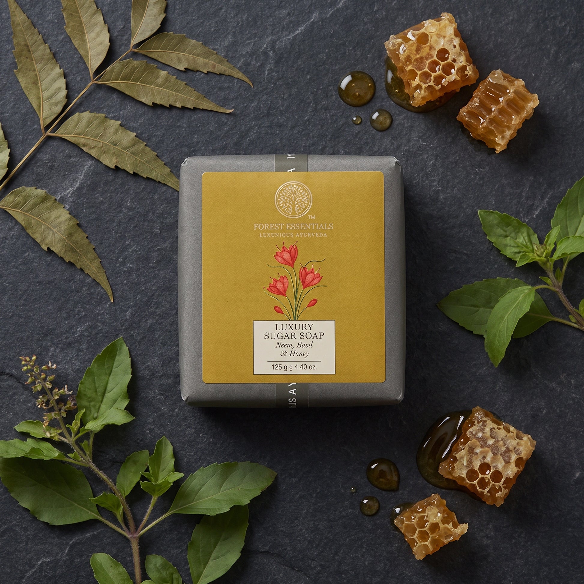Forest Essentials Luxury Sugar Soap – Neem, Basil & Honey - Loopify