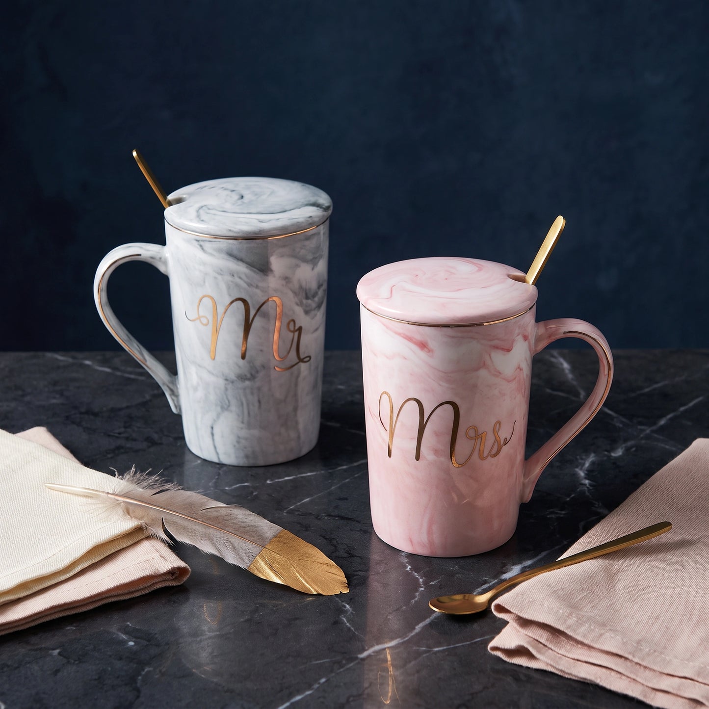 His & Hers Marble Mug Set - Loopify