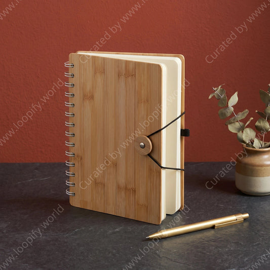 Tombol Wood-Cover Spiral Notebook - Loopify
