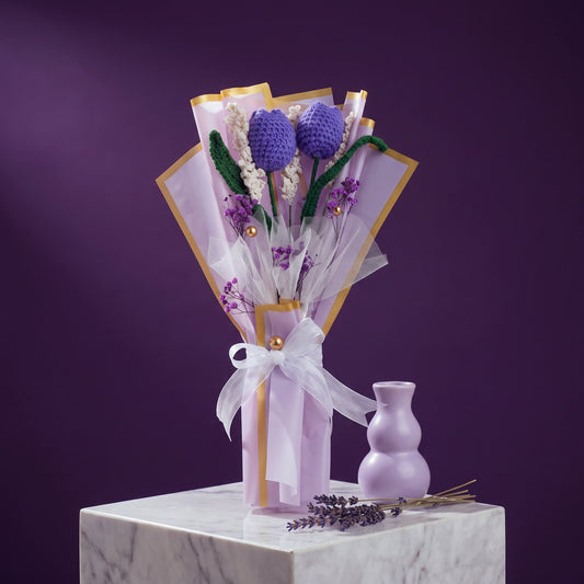 Lavender Crochet Tulip Arrangement - Loopify