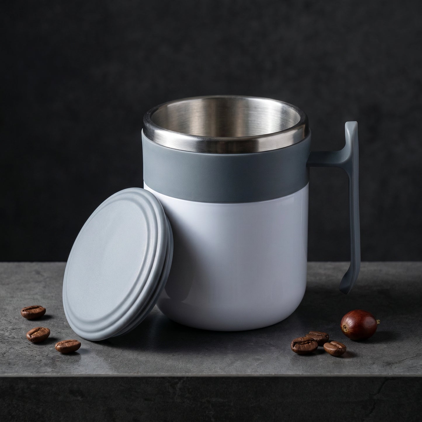 Grey Double-Wall Travel Mug - Loopify