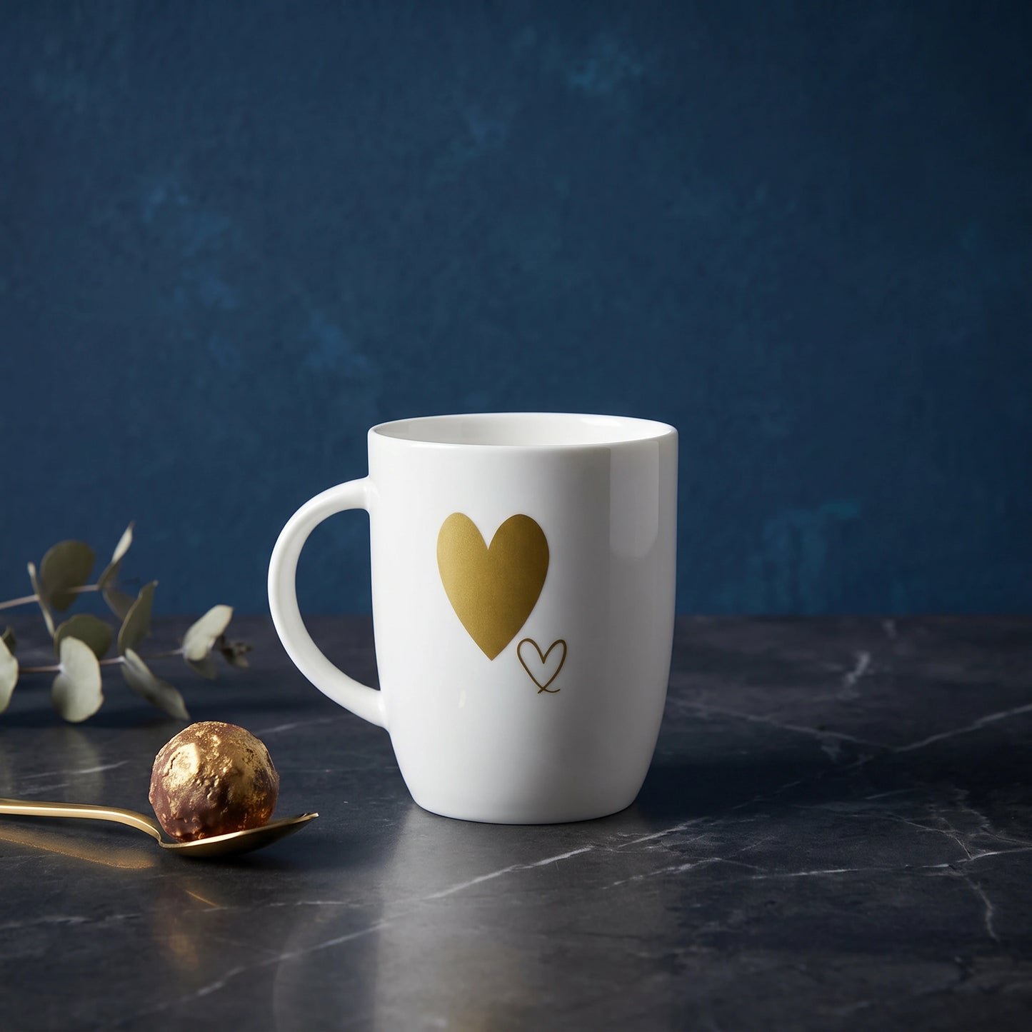 White Mug with Heart Detail - Loopify