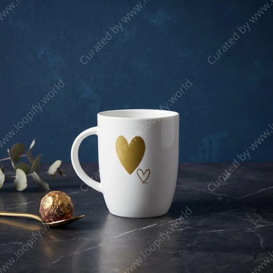 White Mug with Heart Detail - Loopify