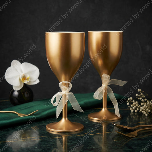 Golden Wine Glasses – Set of 2 - Loopify
