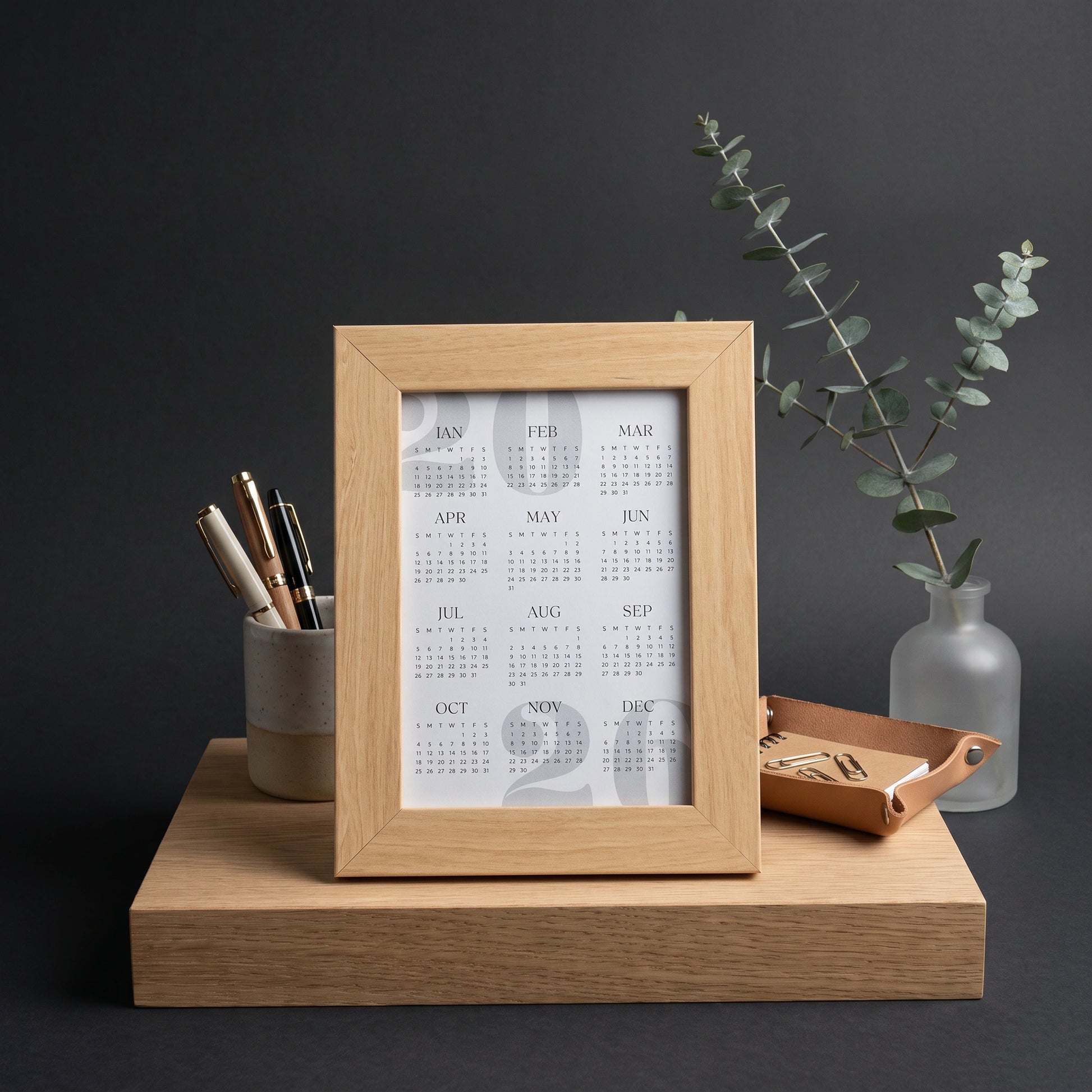 Wooden Frame Desk Calendar - Loopify