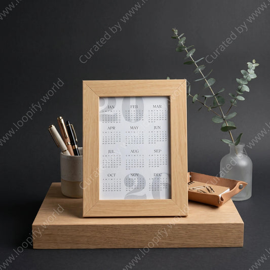 Wooden Frame Desk Calendar - Loopify